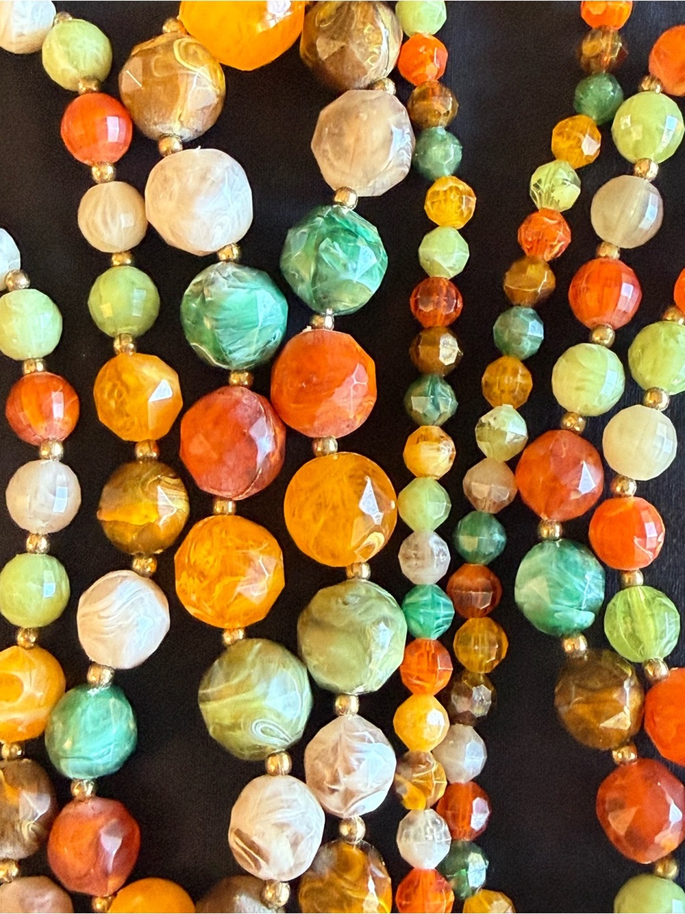 Vintage Kramer Jewelry Set Autumn Swirl Chunky Beads 2 Necklaces & Earrings Set - Picture 5 of 13